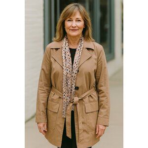 Dennis Basso Tan Belted Trench Coat Utility